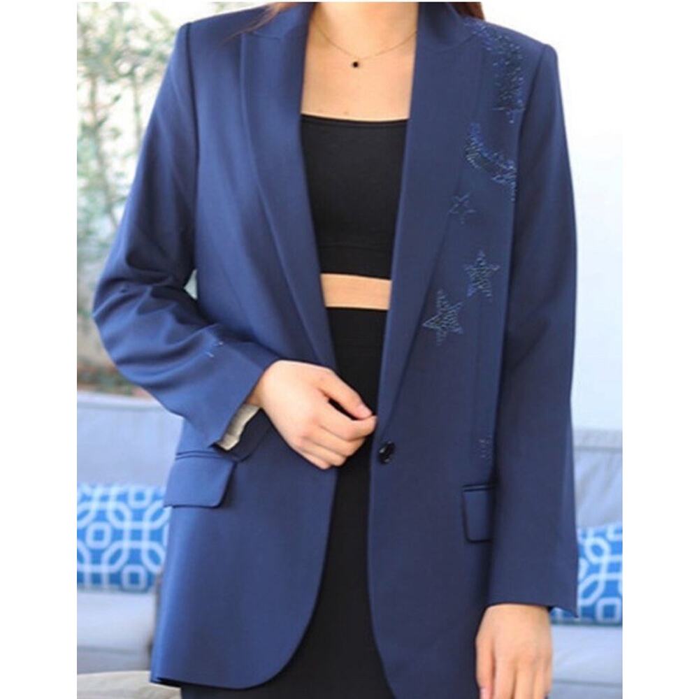 ZADIG & VOLTAIRE Viva Bis Strass Stars Blue Sz 36 US Sz 4 EUC